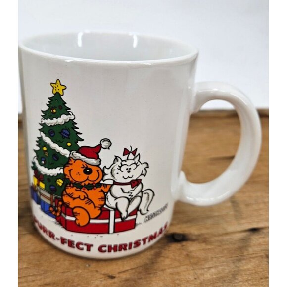 VTG In Box Heathcliff Cat A Purr-Fect Christmas Coffee Cup Mug Sonja - Picture 2 of 5